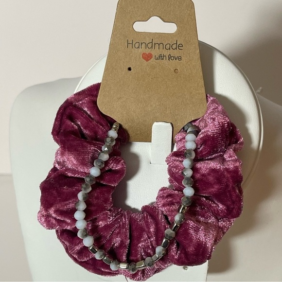 Handmade Jewelry - Handmade Black, White Adjustable Marbled Bracelet and matching Fuchsia S…​​